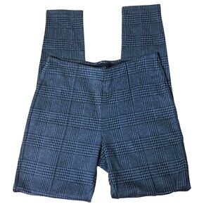 TAHARI Glen Plaid Pull On Stretch Knit Pants Gray Black Workwear Travel M